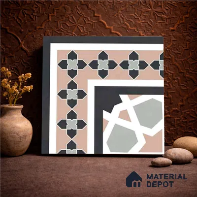 Moroccan Wall & Floor Carpet Corner Tile TL 11166 Rosette Mosaic 1 ft x 1 ft Ceramic Matte Finish Tile - 10 mm | Suitable For Kitchen, Bathroom, Balcony