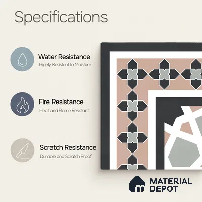 Moroccan Wall & Floor Carpet Corner Tile TL 11166 Rosette Mosaic 1 ft x 1 ft Ceramic Matte Finish Tile - 10 mm | Suitable For Kitchen, Bathroom, Balcony