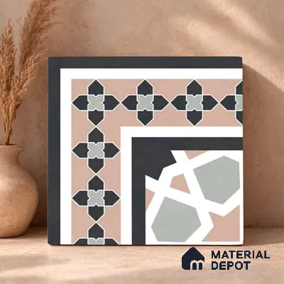 Moroccan Wall & Floor Carpet Corner Tile TL 11166 Rosette Mosaic 1 ft x 1 ft Ceramic Matte Finish Tile - 10 mm | Suitable For Kitchen, Bathroom, Balcony