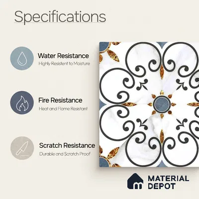 Moroccan Carving Wall & Floor Tile TL 11666 Baroque Fleur 1 ft x 1 ft Ceramic Carving Matte Finish Tile - 10 mm | Suitable For Bathroom, Dining Area, Kitchen