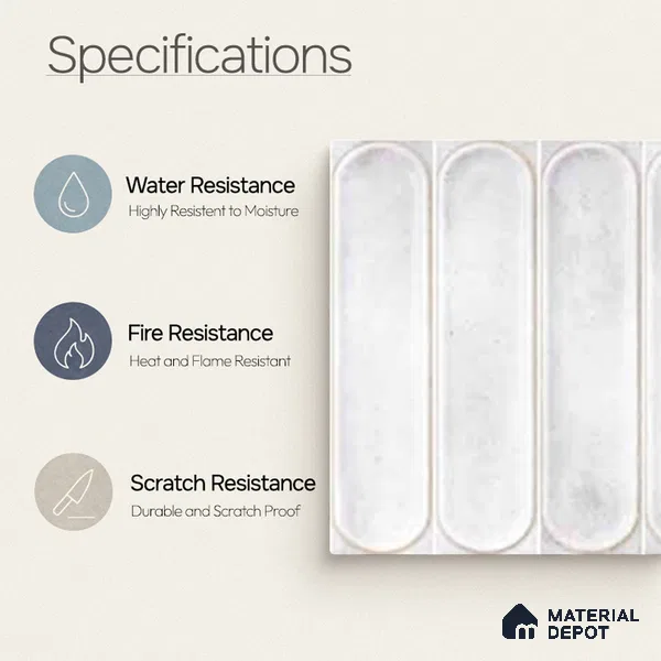 Faux Subway Wall Tile TL 11334 Frosted Pillar 1 ft x 1 ft Ceramic Glossy Finish Tile - 10 mm | Suitable For Bathroom, Balcony & Kitchen Backsplash