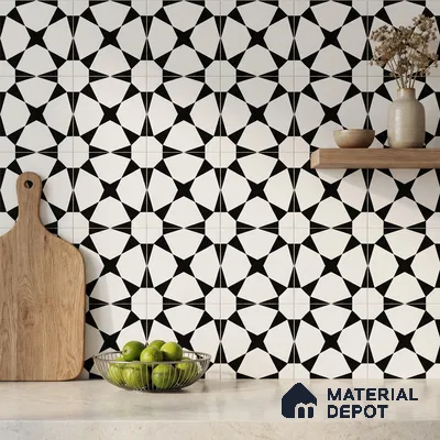 Moroccan Monochrome Wall & Floor Tile TL 11134 Nova Star 1 ft x 1 ft Ceramic Matte Finish Tile - 10 mm | Suitable For Kitchen, Bathroom, Balcony
