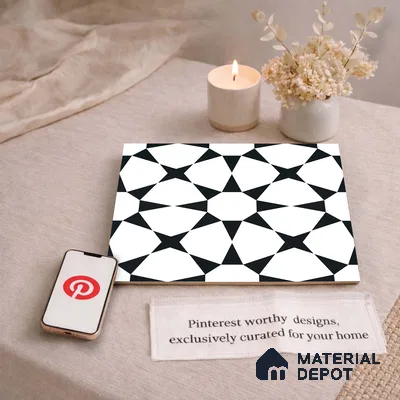 Moroccan Monochrome Wall & Floor Tile TL 11134 Nova Star 1 ft x 1 ft Ceramic Matte Finish Tile - 10 mm | Suitable For Kitchen, Bathroom, Balcony