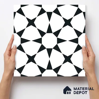 Moroccan Monochrome Wall & Floor Tile TL 11134 Nova Star 1 ft x 1 ft Ceramic Matte Finish Tile - 10 mm | Suitable For Kitchen, Bathroom, Balcony