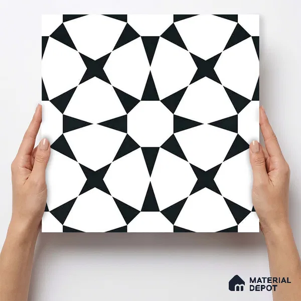Moroccan Monochrome Wall & Floor Tile TL 11134 Nova Star 1 ft x 1 ft Ceramic Matte Finish Tile - 10 mm | Suitable For Kitchen, Bathroom, Balcony