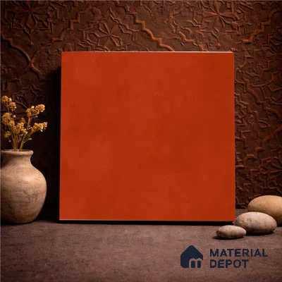 Plain Wall & Floor Base Tile TL 11179 Terracotta Ember 1 ft x 1 ft Ceramic Matte Finish Tile - 10 mm | Suitable For Bathroom, Balcony & Kitchen Backsplash