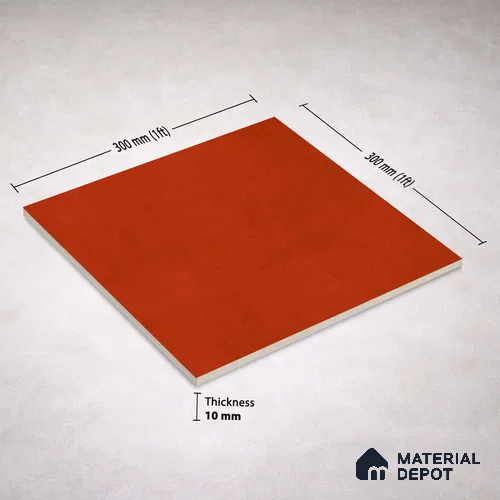Plain Wall & Floor Base Tile TL 11179 Terracotta Ember 1 ft x 1 ft Ceramic Matte Finish Tile - 10 mm | Suitable For Bathroom, Balcony & Kitchen Backsplash