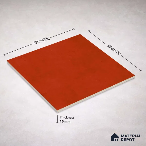 Plain Wall & Floor Base Tile TL 11179 Terracotta Ember 1 ft x 1 ft Ceramic Matte Finish Tile - 10 mm | Suitable For Bathroom, Balcony & Kitchen Backsplash
