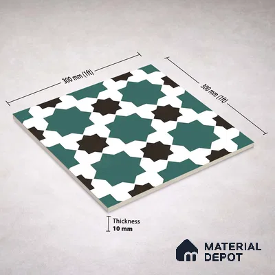 Moroccan Wall & Floor Tile TL 11109 Emerald Star Mosaic 1 ft x 1 ft Ceramic Matte Finish Tile - 10 mm | Suitable For Kitchen, Bathroom, Balcony
