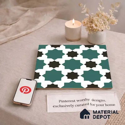 Moroccan Wall & Floor Tile TL 11109 Emerald Star Mosaic 1 ft x 1 ft Ceramic Matte Finish Tile - 10 mm | Suitable For Kitchen, Bathroom, Balcony