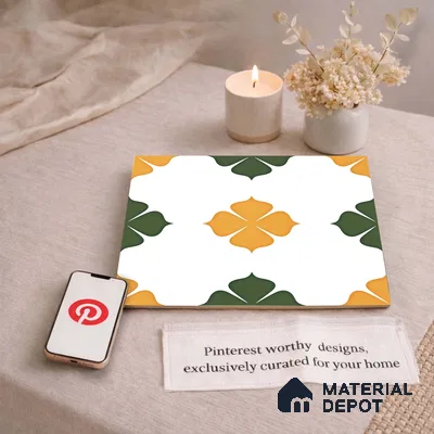 Moroccan Wall & Floor Tile TL 11127 Clover Marigold 1 ft x 1 ft Ceramic Matte Finish Tile - 10 mm | Suitable For Kitchen, Bathroom, Balcony