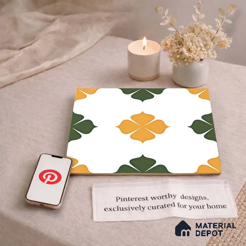 Moroccan Wall & Floor Tile TL 11127 Clover Marigold 1 ft x 1 ft Ceramic Matte Finish Tile - 10 mm | Suitable For Kitchen, Bathroom, Balcony