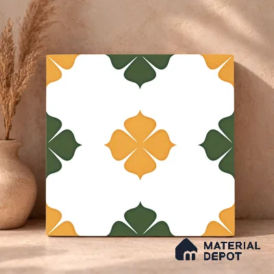 Moroccan Wall & Floor Tile TL 11127 Clover Marigold 1 ft x 1 ft Ceramic Matte Finish Tile - 10 mm | Suitable For Kitchen, Bathroom, Balcony