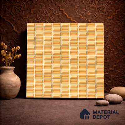 Faux Subway Wall Tile TL 11324 Honey Brick 1 ft x 1 ft Ceramic Glossy Finish Tile - 10 mm | Suitable For Bathroom, Dining Area, Kitchen Backsplash