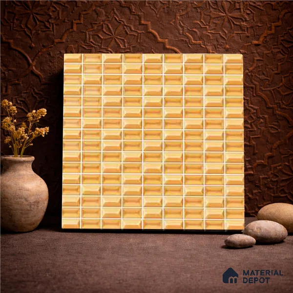 Faux Subway Wall Tile TL 11324 Honey Brick 1 ft x 1 ft Ceramic Glossy Finish Tile - 10 mm | Suitable For Bathroom, Dining Area, Kitchen Backsplash