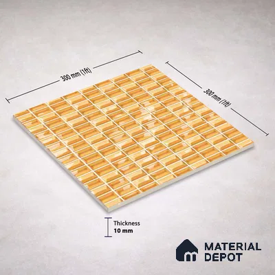 Faux Subway Wall Tile TL 11324 Honey Brick 1 ft x 1 ft Ceramic Glossy Finish Tile - 10 mm | Suitable For Bathroom, Dining Area, Kitchen Backsplash