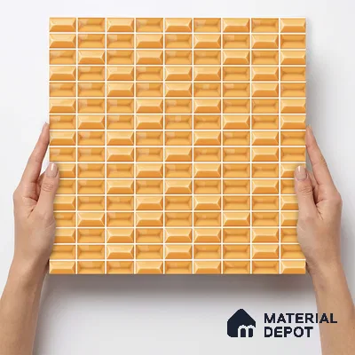 Faux Subway Wall Tile TL 11324 Honey Brick 1 ft x 1 ft Ceramic Glossy Finish Tile - 10 mm | Suitable For Bathroom, Dining Area, Kitchen Backsplash