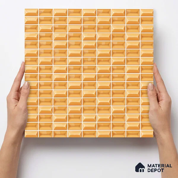 Faux Subway Wall Tile TL 11324 Honey Brick 1 ft x 1 ft Ceramic Glossy Finish Tile - 10 mm | Suitable For Bathroom, Dining Area, Kitchen Backsplash
