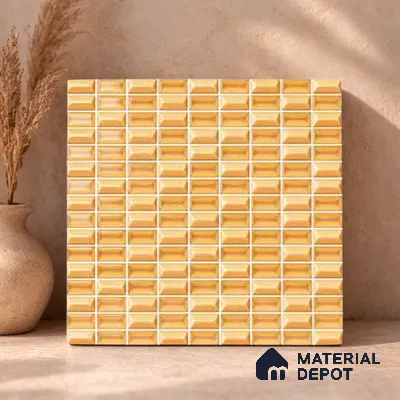 Faux Subway Wall Tile TL 11324 Honey Brick 1 ft x 1 ft Ceramic Glossy Finish Tile - 10 mm | Suitable For Bathroom, Dining Area, Kitchen Backsplash