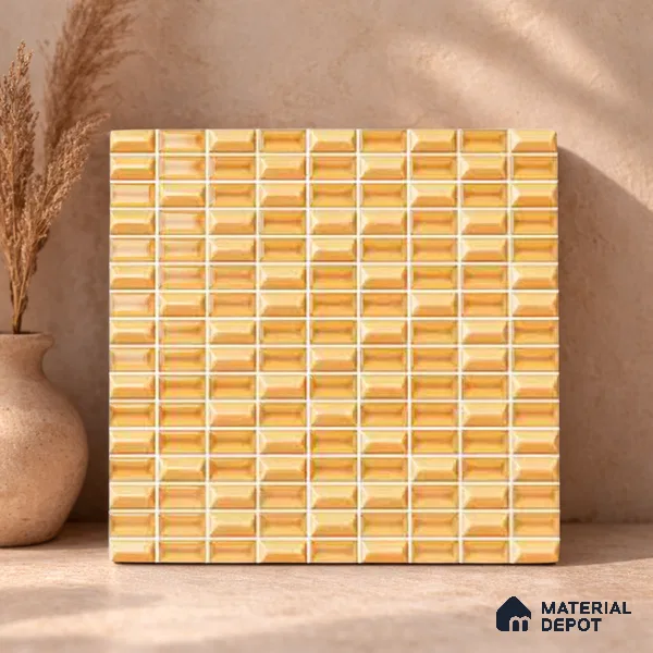 Faux Subway Wall Tile TL 11324 Honey Brick 1 ft x 1 ft Ceramic Glossy Finish Tile - 10 mm | Suitable For Bathroom, Dining Area, Kitchen Backsplash