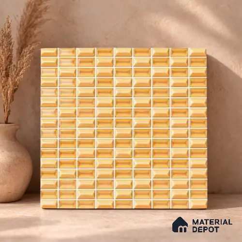Faux Subway Wall Tile TL 11324 Honey Brick 1 ft x 1 ft Ceramic Glossy Finish Tile - 10 mm | Suitable For Bathroom, Balcony & Kitchen Backsplash