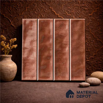 Faux Subway Wall Tile TL 11301 Copperwood Plank 1 ft x 1 ft Ceramic Glossy Finish Tile - 10 mm | Suitable For Bathroom, Kitchen Backsplash