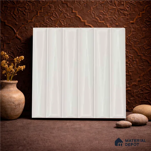 Faux Subway Wall Tile TL 11339 Prism Ivory 1 ft x 1 ft Ceramic Glossy Finish Tile - 10 mm | Suitable For Bathroom, Dining Area, Kitchen Backsplash