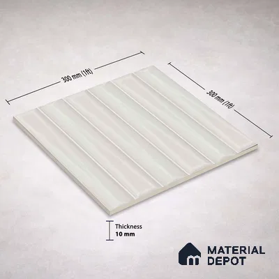 Faux Subway Wall Tile TL 11339 Prism Ivory 1 ft x 1 ft Ceramic Glossy Finish Tile - 10 mm | Suitable For Bathroom, Dining Area, Kitchen Backsplash