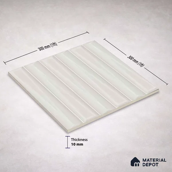 Faux Subway Wall Tile TL 11339 Prism Ivory 1 ft x 1 ft Ceramic Glossy Finish Tile - 10 mm | Suitable For Bathroom, Dining Area, Kitchen Backsplash