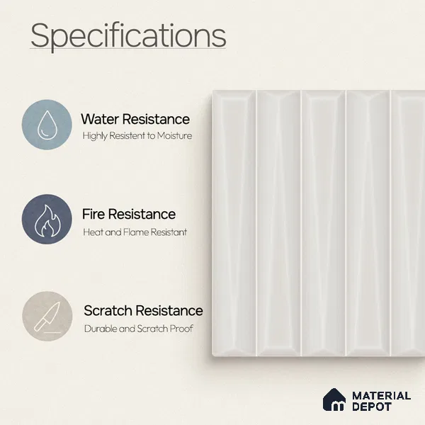 Faux Subway Wall Tile TL 11339 Prism Ivory 1 ft x 1 ft Ceramic Glossy Finish Tile - 10 mm | Suitable For Bathroom, Dining Area, Kitchen Backsplash