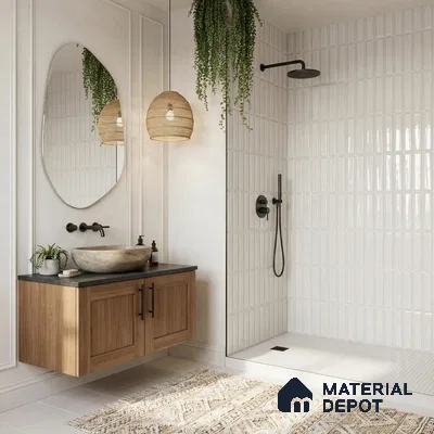 Faux Subway Wall Tile TL 11339 Prism Ivory 1 ft x 1 ft Ceramic Glossy Finish Tile - 10 mm | Suitable For Bathroom, Dining Area, Kitchen Backsplash