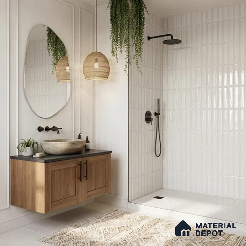 Faux Subway Wall Tile TL 11339 Prism Ivory 1 ft x 1 ft Ceramic Glossy Finish Tile - 10 mm | Suitable For Bathroom, Dining Area, Kitchen Backsplash