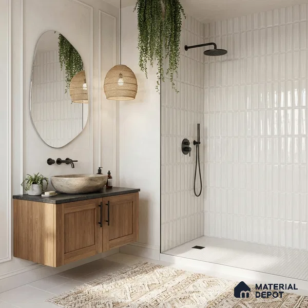 Faux Subway Wall Tile TL 11339 Prism Ivory 1 ft x 1 ft Ceramic Glossy Finish Tile - 10 mm | Suitable For Bathroom, Dining Area, Kitchen Backsplash
