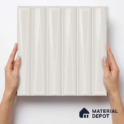 Faux Subway Wall Tile TL 11339 Prism Ivory 1 ft x 1 ft Ceramic Glossy Finish Tile - 10 mm | Suitable For Bathroom, Dining Area, Kitchen Backsplash