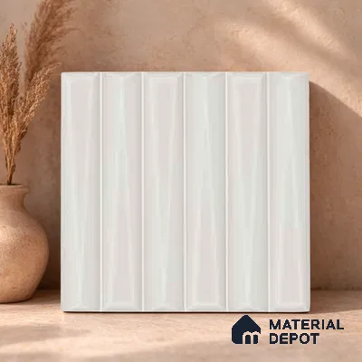 Faux Subway Wall Tile TL 11339 Prism Ivory 1 ft x 1 ft Ceramic Glossy Finish Tile - 10 mm | Suitable For Bathroom, Dining Area, Kitchen Backsplash
