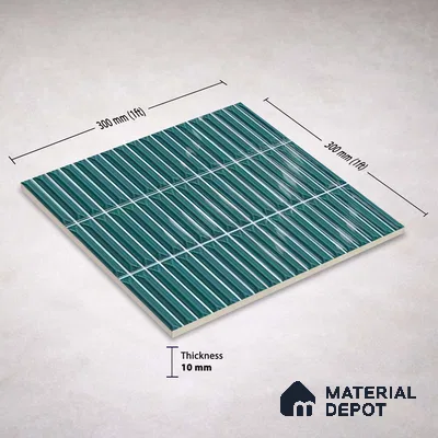 Faux Kitkat Subway Wall Tile TL 11312 Teal Arrowline 1 ft x 1 ft Ceramic Glossy Finish Tile - 10 mm | Suitable For Bathroom, Dining Area, Kitchen Backsplash