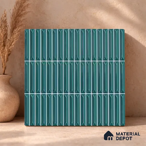 Faux Kitkat Subway Wall Tile TL 11312 Teal Arrowline 1 ft x 1 ft Ceramic Glossy Finish Tile - 10 mm | Suitable For Bathroom, Dining Area, Kitchen Backsplash
