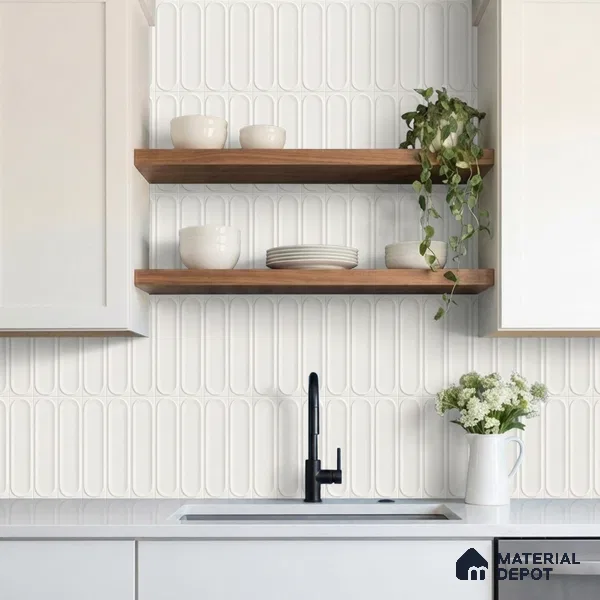 Faux Subway Wall Tile TL 11329 Arctic Pillar 1 ft x 1 ft Ceramic Glossy Finish Tile - 10 mm | Suitable For Bathroom, Dining Area, Kitchen Backsplash