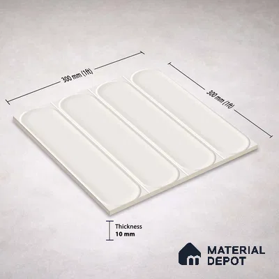 Faux Subway Wall Tile TL 11329 Arctic Pillar 1 ft x 1 ft Ceramic Glossy Finish Tile - 10 mm | Suitable For Bathroom, Dining Area, Kitchen Backsplash