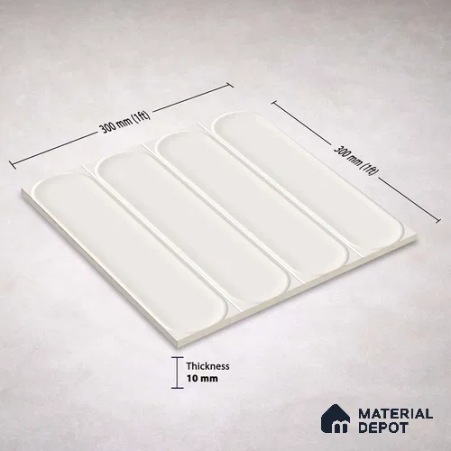 Faux Subway Wall Tile TL 11329 Arctic Pillar 1 ft x 1 ft Ceramic Glossy Finish Tile - 10 mm | Suitable For Bathroom, Balcony & Kitchen Backsplash