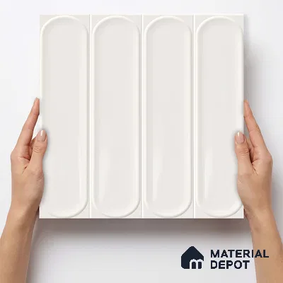 Faux Subway Wall Tile TL 11329 Arctic Pillar 1 ft x 1 ft Ceramic Glossy Finish Tile - 10 mm | Suitable For Bathroom, Dining Area, Kitchen Backsplash