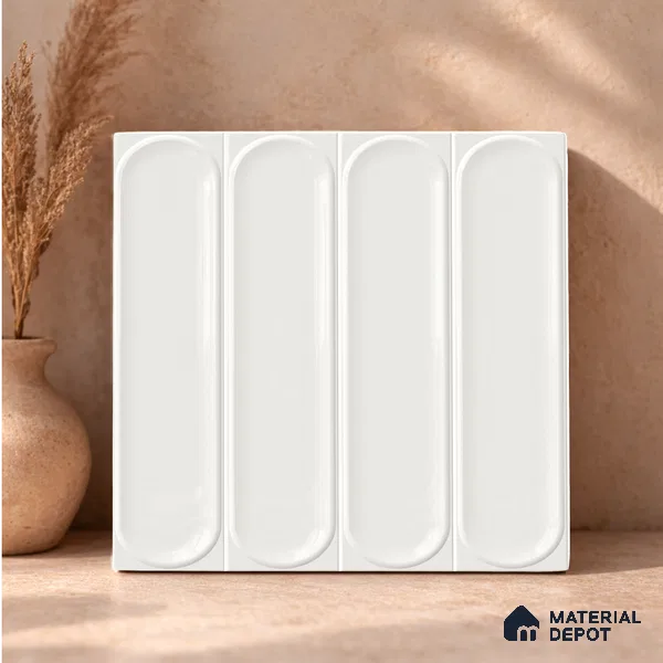 Faux Subway Wall Tile TL 11329 Arctic Pillar 1 ft x 1 ft Ceramic Glossy Finish Tile - 10 mm | Suitable For Bathroom, Dining Area, Kitchen Backsplash