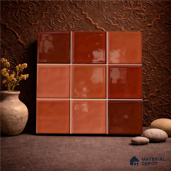 Faux Subway Wall Tile TL 11319 Sunset Terracotta 1 ft x 1 ft Ceramic Glossy Finish Tile - 10 mm | Suitable For Bathroom, Dining Area, Kitchen Backsplash