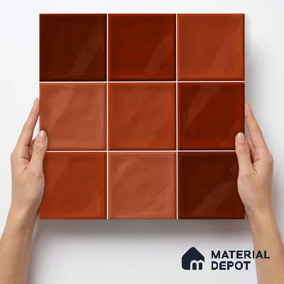 Faux Subway Wall Tile TL 11319 Sunset Terracotta 1 ft x 1 ft Ceramic Glossy Finish Tile - 10 mm | Suitable For Bathroom, Dining Area, Kitchen Backsplash