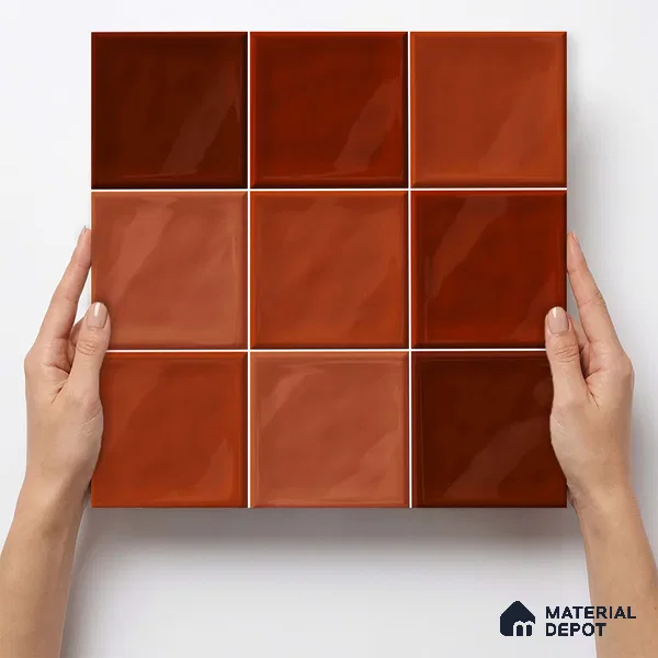 Faux Subway Wall Tile TL 11319 Sunset Terracotta 1 ft x 1 ft Ceramic Glossy Finish Tile - 10 mm | Suitable For Bathroom, Dining Area, Kitchen Backsplash