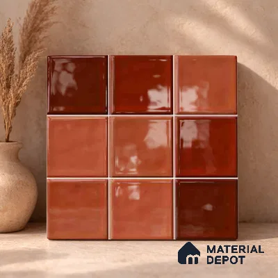 Faux Subway Wall Tile TL 11319 Sunset Terracotta 1 ft x 1 ft Ceramic Glossy Finish Tile - 10 mm | Suitable For Bathroom, Dining Area, Kitchen Backsplash
