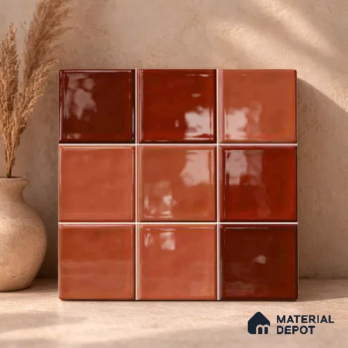 Faux Subway Wall Tile TL 11319 Sunset Terracotta 1 ft x 1 ft Ceramic Glossy Finish Tile - 10 mm | Suitable For Bathroom, Balcony & Kitchen Backsplash