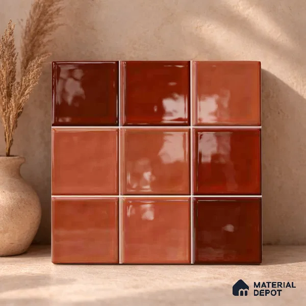 Faux Subway Wall Tile TL 11319 Sunset Terracotta 1 ft x 1 ft Ceramic Glossy Finish Tile - 10 mm | Suitable For Bathroom, Dining Area, Kitchen Backsplash