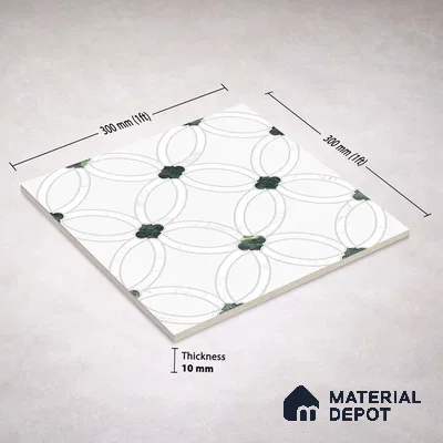 Moroccan Carving Wall & Floor Tile TL 11665 Emerald Lattice 1 ft x 1 ft Ceramic Carving Matte Finish Tile - 10 mm | Suitable For Bathroom, Dining Area, Kitchen