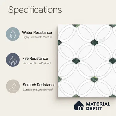 Moroccan Carving Wall & Floor Tile TL 11665 Emerald Lattice 1 ft x 1 ft Ceramic Carving Matte Finish Tile - 10 mm | Suitable For Bathroom, Dining Area, Kitchen